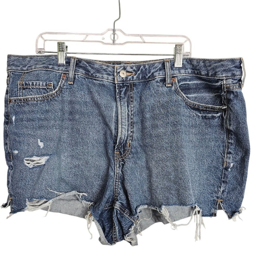 OLD NAVY OG Cut Off Frayed Jean Shorts plus size 20 MEDIUM WASH BLUE Distressed - Picture 2 of 8